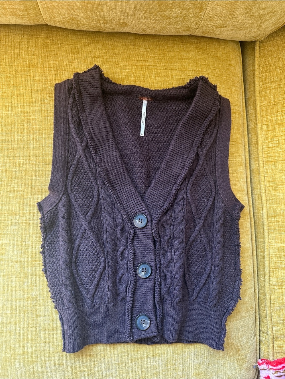 Free People Chocolate ash brown Knitted Sweater Vest